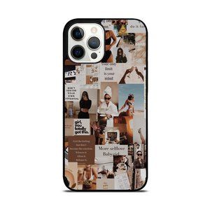 More Self-love Words Inspiration in Brown Aesthetics Collage iPhone Case